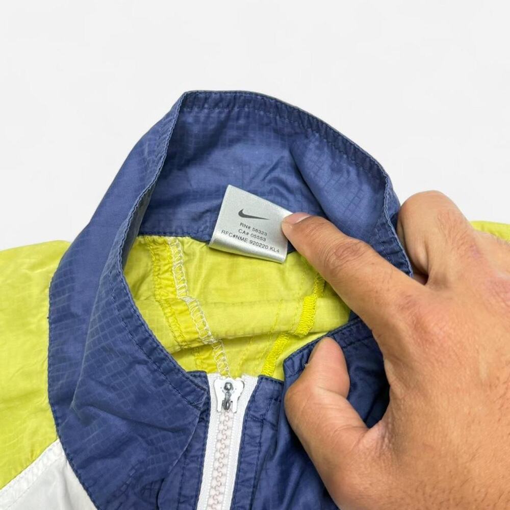 Vintage 90s Nike Colorblock Windbreaker Lime White Blue Women’s XL Full Zip - Picture 6 of 8